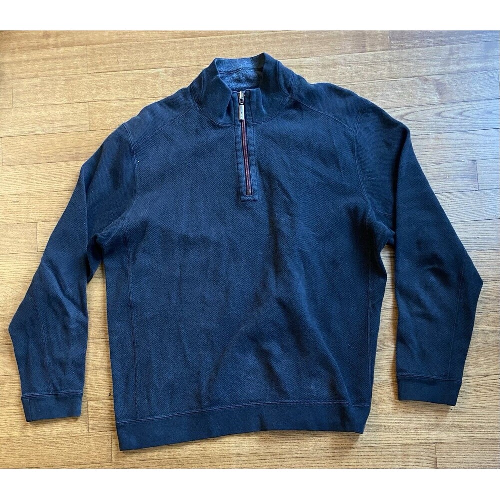 Tommy Bahama Reversible Sweater Men's M/L Black Gray Quarter Zip Classic No Tag